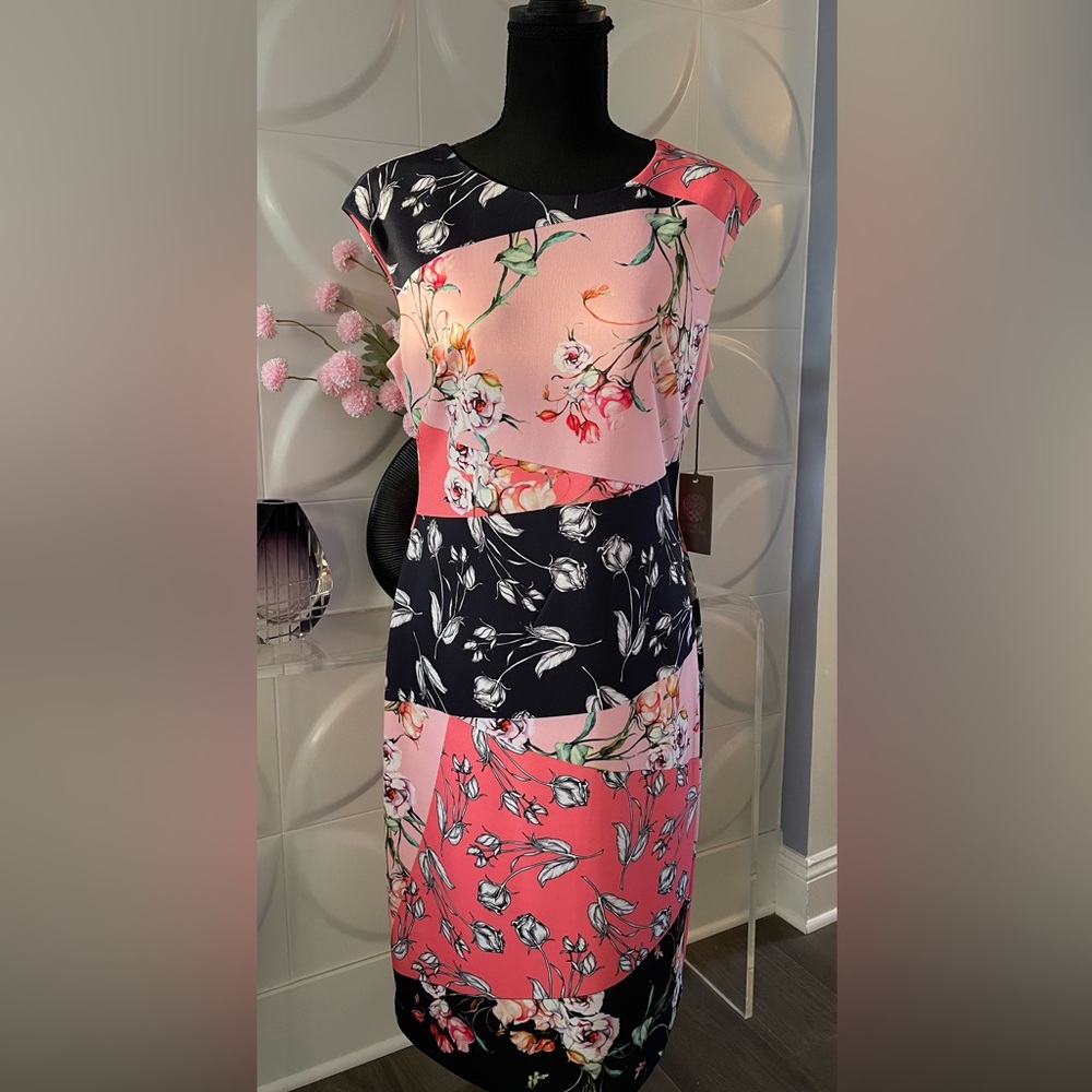 Vince Camuto Women's Floral and Abstract Sheath Dress Size 12 New with Tag